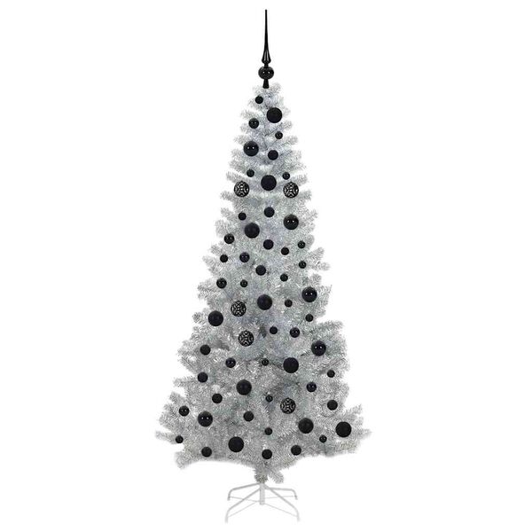 vidaXL Christmas Tree with 300 LEDs with Stand Silver 180 cm PET