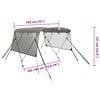 vidaXL 3-bow Bimini Top with Mesh Sidewalls 183x(185-198)x137 cm