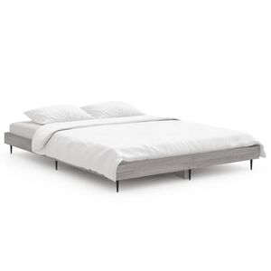 vidaXL Bed Frame without Mattress Grey Sonoma 135x190 cm Double Engineered Wood
