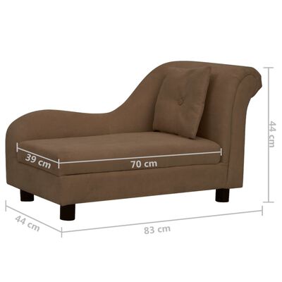 vidaXL Dog Sofa with Pillow Brown 83x44x44 cm Plush