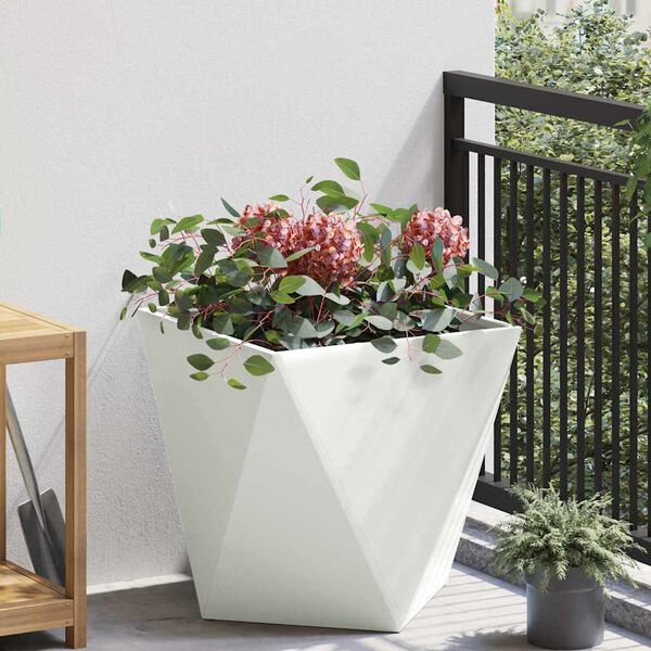 vidaXL Planter White 50 x 50 x 50 cm Steel