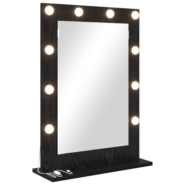 vidaXL Vanity Mirror Rectangular with Mirror Black Oak 70 x 50 x 18 cm