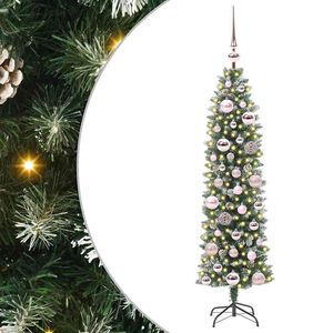 vidaXL Artificial Slim Christmas Tree Green and White 120 cm