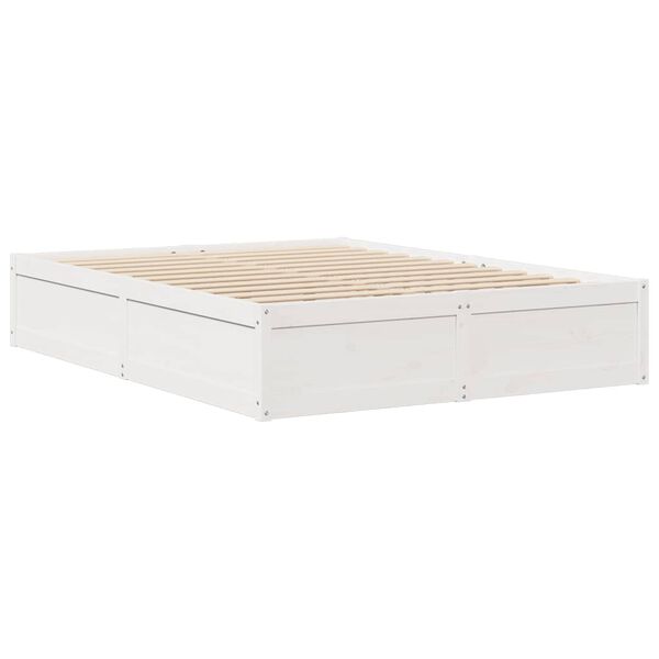 vidaXL Bed Frame without Mattress White 140x190 cm Solid Wood Pine