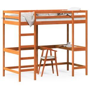 vidaXL Loft Bed without Mattress Wax Brown 90x200 cm Solid Wood Pine