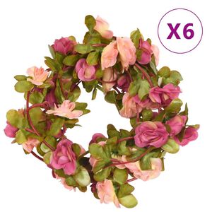 vidaXL Flower Garlands 6 pcs Rose Red 250 cm