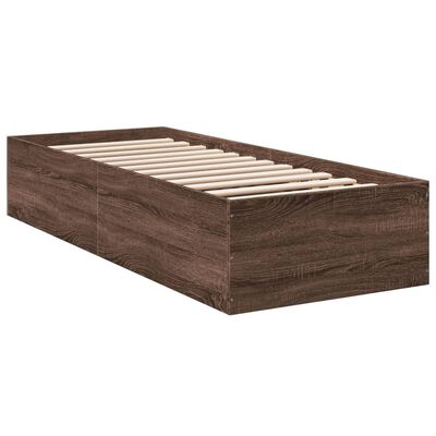 vidaXL Bed Frame Brown Oak 90x200 cm Engineered Wood