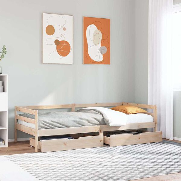 vidaXL Daybed with Drawers without Mattress 80x200 cm Solid Wood