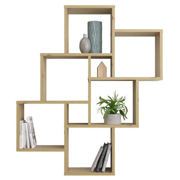 FMD Wall-mounted Shelf with 8 Compartments Artisan Oak