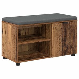 vidaXL Hall Bench Old Wood 80 x 38 x 46 cm Engineered Wood and Fabric