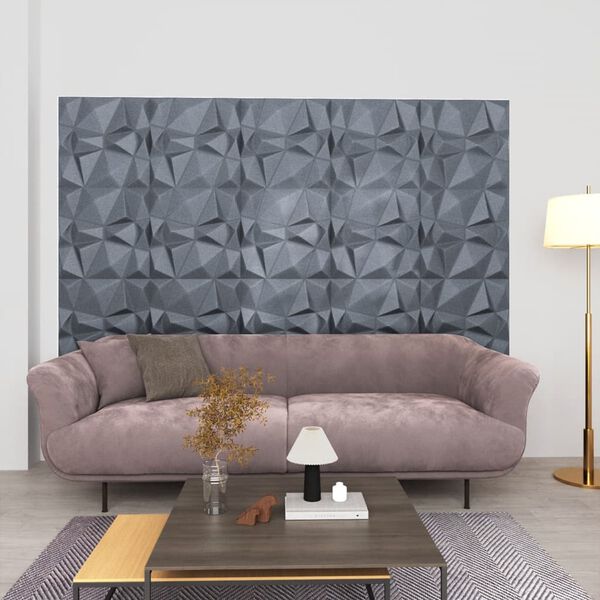 vidaXL 3D Wall Panels 48 pcs 50x50 cm Diamond Grey 12 m²
