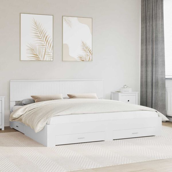 vidaXL Bed Frame with Headboard White 200 x 200 cm Engineered Wood