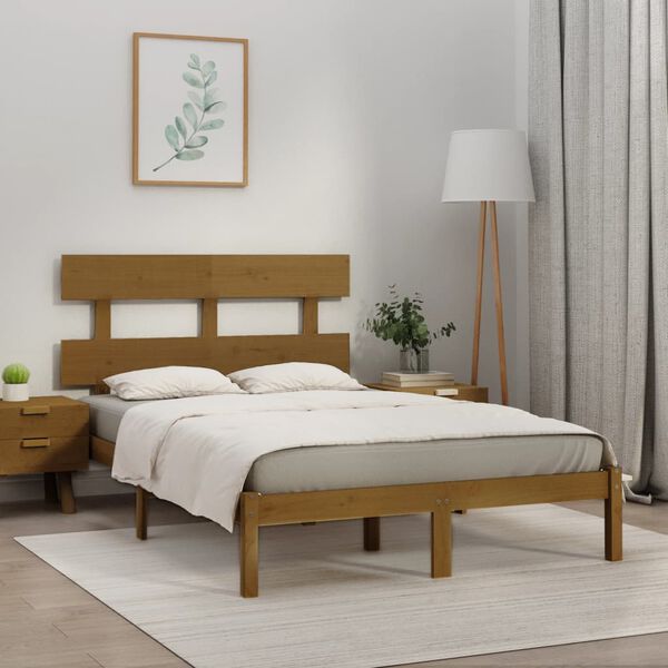 vidaXL Bed Frame without Mattress Honey Brown 200x200 cm Solid Wood