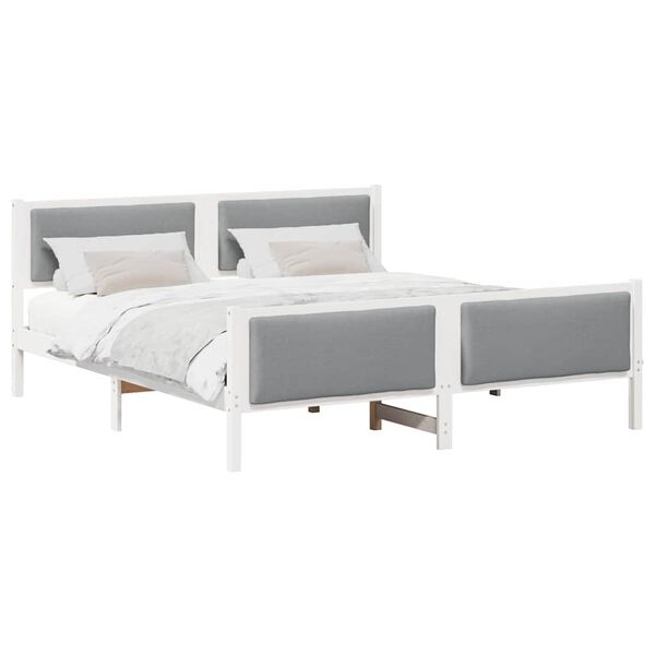 vidaXL Bed Frame with Headboard Light Grey 200 x 200 cm Fabric