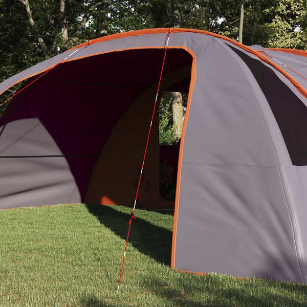 vidaXL Tunnel Tent with Roof Grey and Orange 700 x 590 x 215 cm