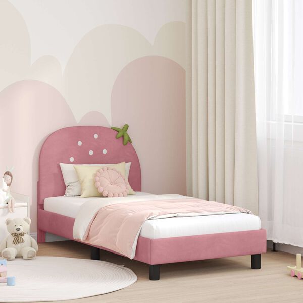 vidaXL Children's Bed Frame with Headboard Pink 80 x 160 cm Velvet