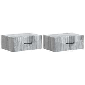 vidaXL Wall-Mounted Bedside Cabinet 2 pcs Grey Sonoma Engineered Wood