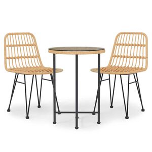 vidaXL 3 Piece Garden Dining Set Poly Rattan
