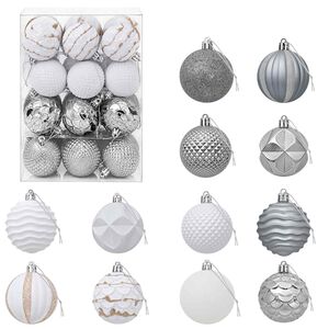 vidaXL Christmas Ball Set 36 pcs White and Grey Dia. 6 cm Polystyrene