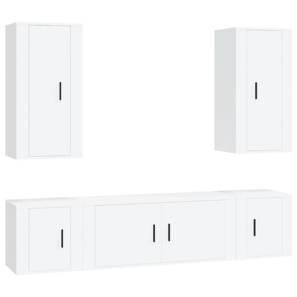 vidaXL 5 Piece TV Cabinet Set White Engineered Wood