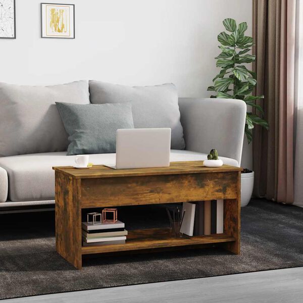 vidaXL Coffee Table Smoked Oak 102x50x52.5 cm Engineered Wood