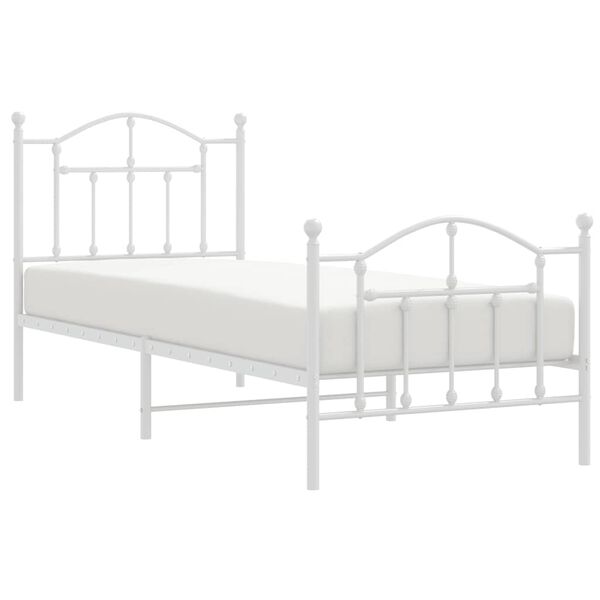 vidaXL Metal Bed Frame without Mattress with Footboard White 90x200cm