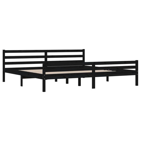 vidaXL Bed Frame without Mattress Black Solid Wood 200x200 cm