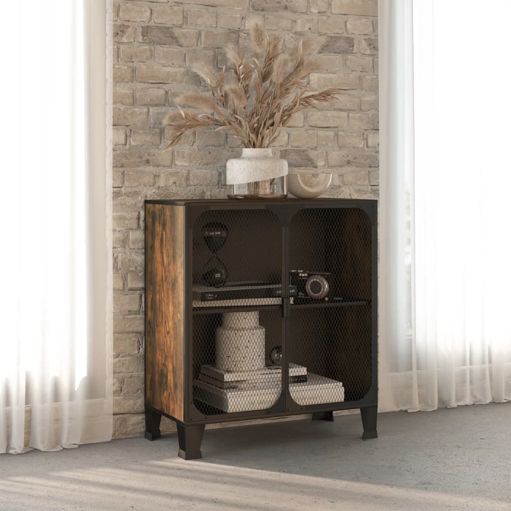 Rustic metal storage hot sale cabinet