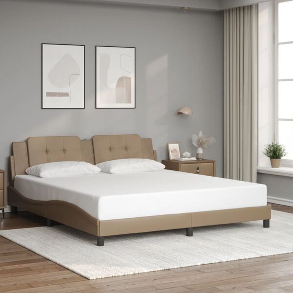vidaXL Bed Frame with LED without Mattress "Zadar" Cappuccino 180x200 cm