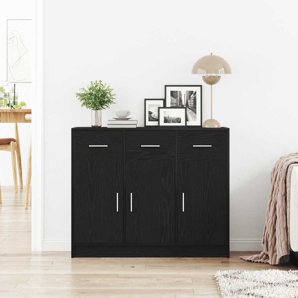 vidaXL Sideboard Black Oak 91x28x75 cm Engineered Wood