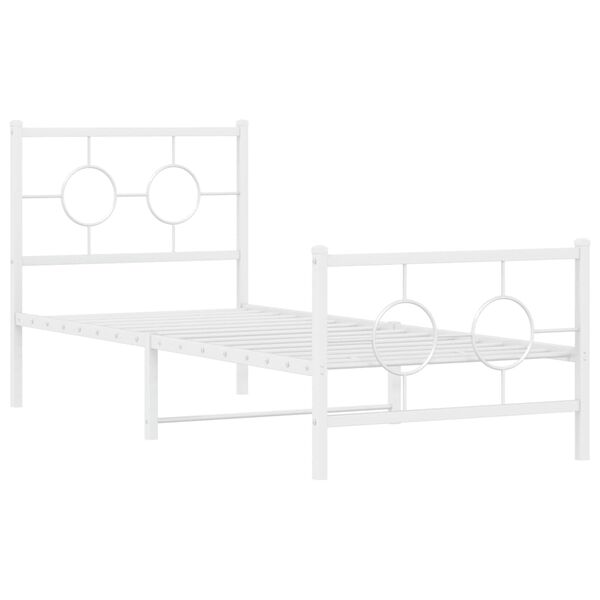 vidaXL Metal Bed Frame without Mattress with Footboard White 75x190cm