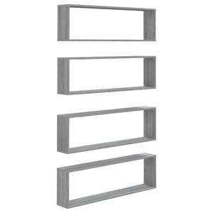vidaXL Wall Cube Shelves 4 pcs Grey Sonoma 100x15x30 cm Engineered Wood