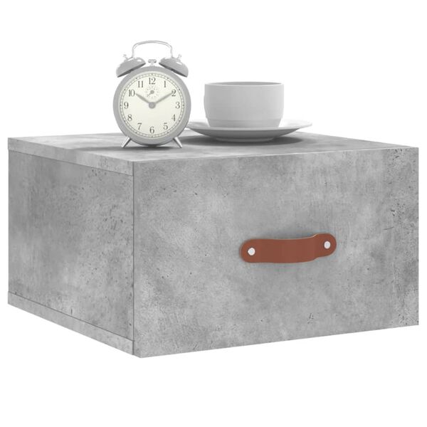 vidaXL Wall-mounted Bedside Cabinet Concrete Grey 35x35x20 cm