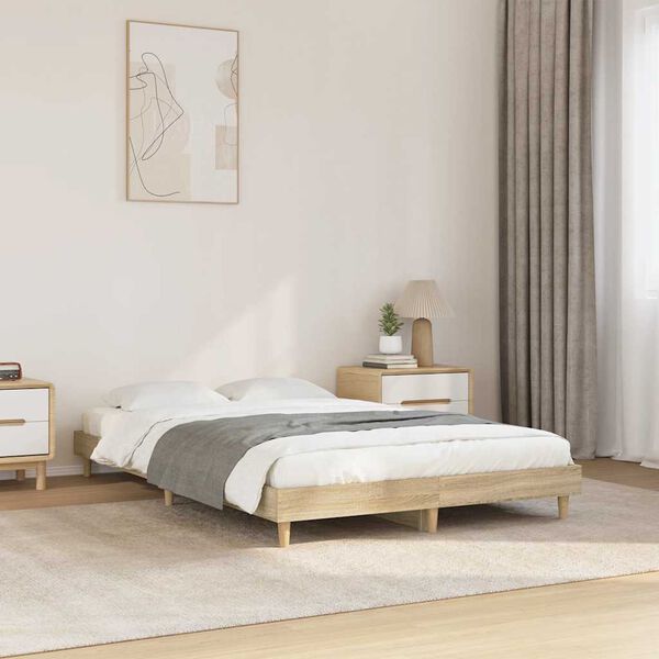 vidaXL Bed Frame without Mattress Sonoma Oak 120x200 cm Engineered Wood