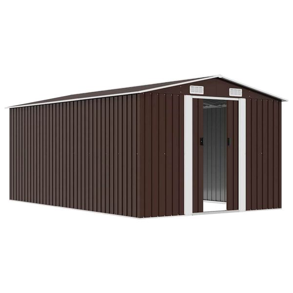 vidaXL Garden Shed 257x392x181 cm Metal Brown