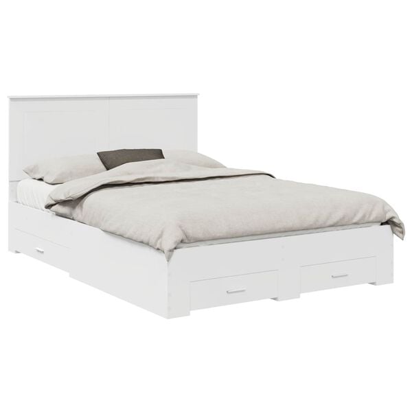 vidaXL Bed Frame with Headboard White 160 x 200 cm Engineered Wood