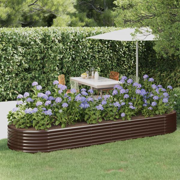 vidaXL Garden Raised Bed Galvanised Steel 322x100x36 cm Brown
