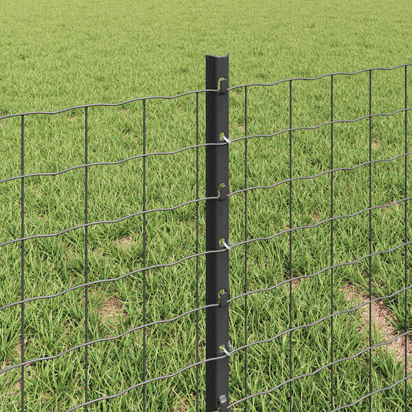 vidaXL Fence with Post Grey 0.4 x 10 m Steel and PVC