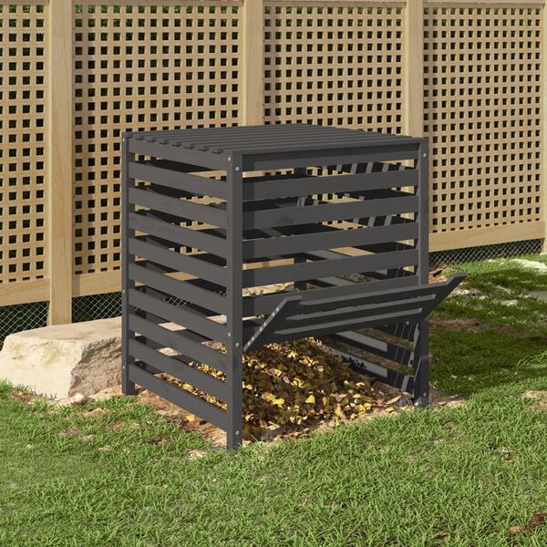 vidaXL Composter Grey 82.5x82.5x99.5 cm Solid Wood Pine