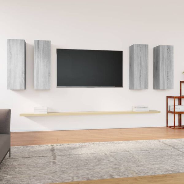 vidaXL TV Cabinets 4 pcs Grey Sonoma 30.5x30x90 cm Engineered Wood