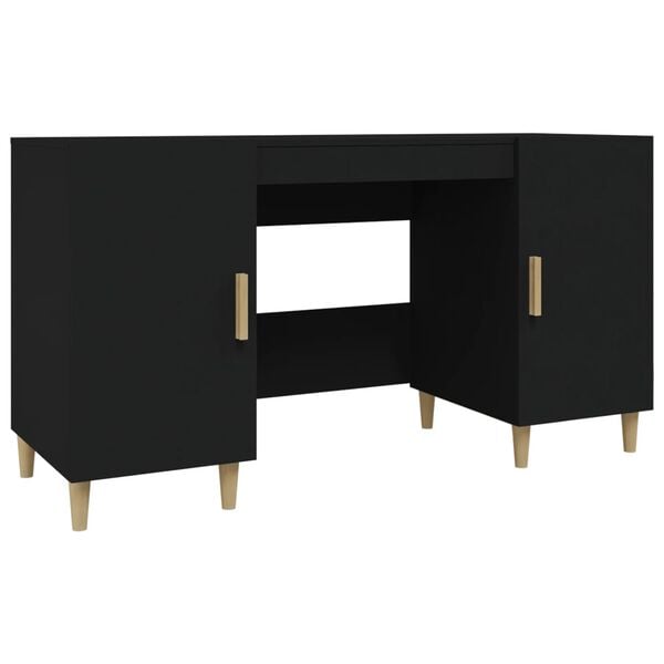 vidaXL Desk Black 140x50x75 cm Engineered Wood