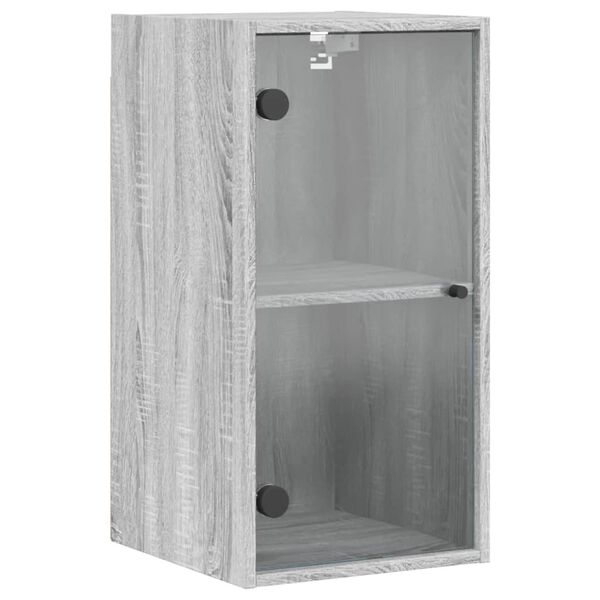 vidaXL Wall Cabinet with Glass Doors Grey Sonoma 35x37x68.5 cm