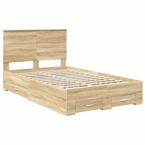 vidaXL Bed Frame with Drawer Sonoma Oak 120 x 200 cm Engineered Wood