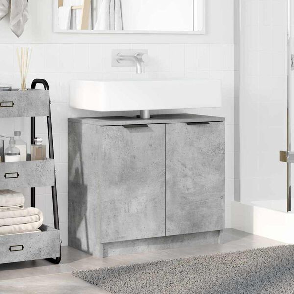 vidaXL Bathroom Cabinet with Storage Concrete Grey 64.5 x 33.5 x 59 cm