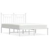 vidaXL Metal Bed Frame without Mattress with Headboard White 150x200cm