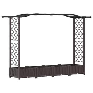 vidaXL Raised Bed with Trellis and Roof Brown 207 x 40 x 123 cm PP