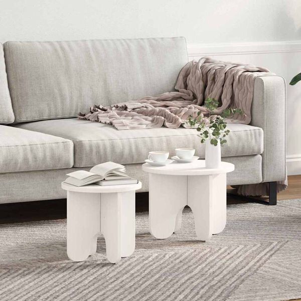 vidaXL Coffee Table 2 pcs White Solid Pine wood