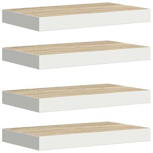 vidaXL Floating Wall Shelves 4 pcs Oak and White 40x23x3.8 cm MDF