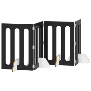 vidaXL Folding Pet Fence 4 pcs Black Oak 201 x 38 x 70 cm