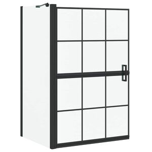 vidaXL Bath Shower Screen Black and Transparent 80 x 68 x 128 cm